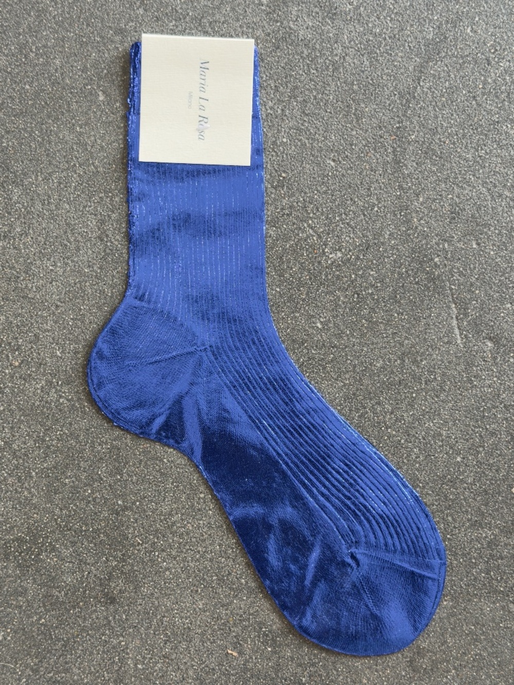 Maria La Rosa Laminated Silk Socks in Blue